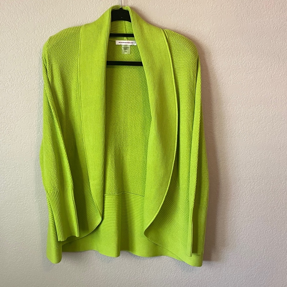 Allison Daley Neon Lime Open-Front Shawl Cardigan